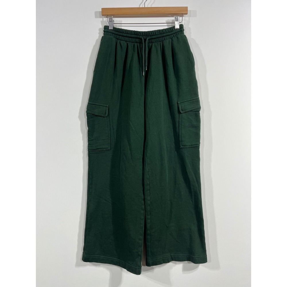 Old Navy Sporty SoComfy Green‎ Cargo Sweatpants Wide Leg Fleece Joggers Small